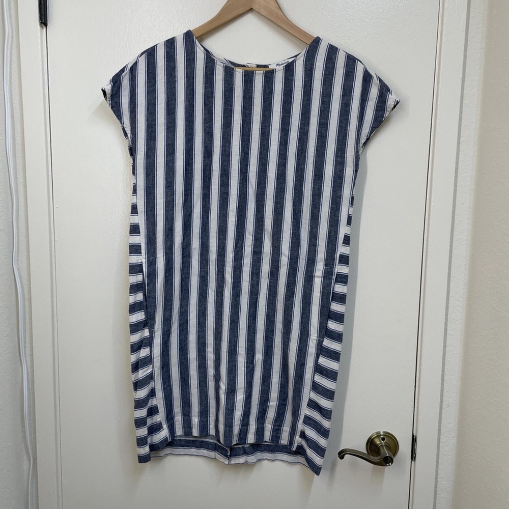 Madewell Stripe Back Button Dress XXS Women's Sleeveless Summer Coastal Casual